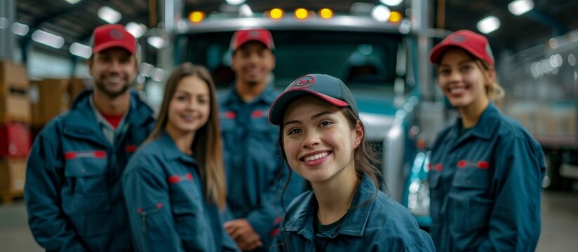Young People Smiling in Branded Logistics Company Clothing