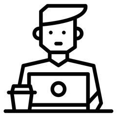 Icon of Person working from home on the computers