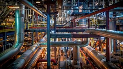 Intricate Network of Pipes and Structures in an Industrial Complex