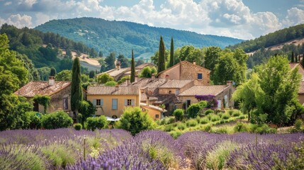 The picturesque countryside of Provence, France, with lavender fields and charming villages.