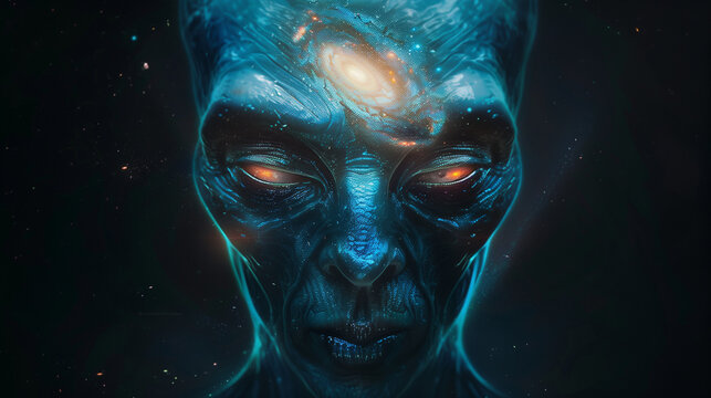 alien, extraterrestrial, sci-fi, galaxy, cosmos, space, futuristic, otherworldly, alien portrait, interstellar, celestial being, galactic, mysterious, alien intelligence, cosmic entity, space creature