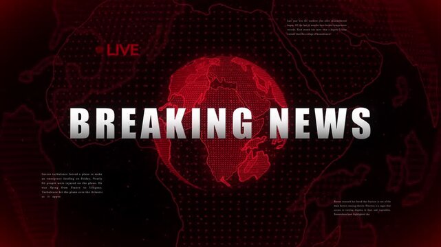 Breaking News intro for TV broadcast news show program.the globe spins in futuristic style.Background for news report and breaking news.