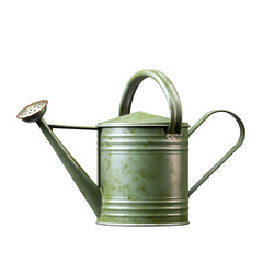 a green watering can with a handle