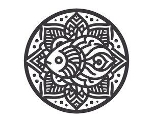 Fish vector line art mandala design