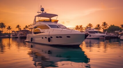 Luxury Yacht at Sunset