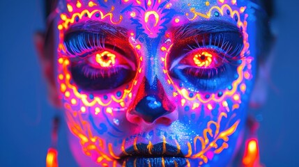 Creative image of Sugar Skull. Makeup for Halloween or Dia De Mertos holiday