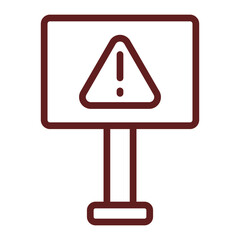 Danger Vector Line Maroon Icon Design