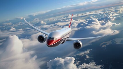 The airplane in the sky