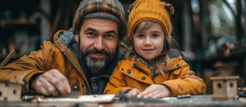 Father and Daughter Working Together in a Workshop