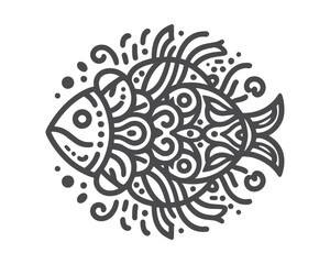Fish vector line art mandala design