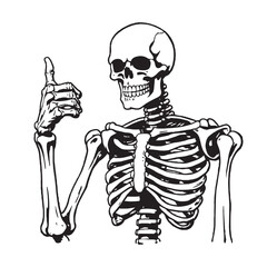 Skeleton doing thumbs-up with smiling Tattoo Black Style Gym Logo Vector for T-shirts and Wall Decor Workout Athletic Muscle Fitness Beast Barbell Bodybuilding Healthy Wall Sticker