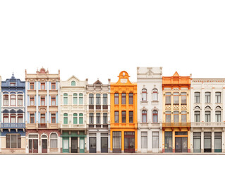 a row of multicolored buildings