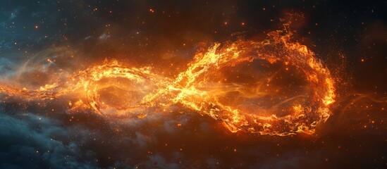 Fototapeta premium Fiery Infinity Symbol Against a Starry Sky
