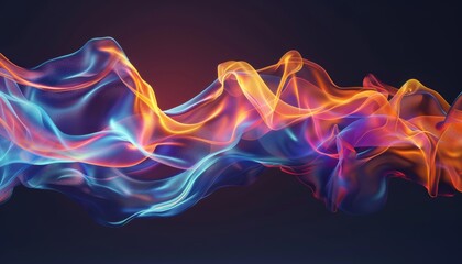Obraz premium 3D rendering of colorful abstract fluid shapes moving on a dark background, capturing dynamic motion and vibrant colors, smooth lines, design