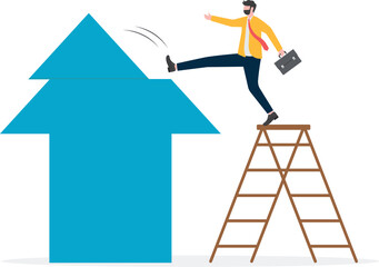 Businessmen pushes the arrow and destroys the arrow, business concept, wb and articles design,vector

