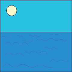 A simple seascape, relaxing by the sea or the ocean