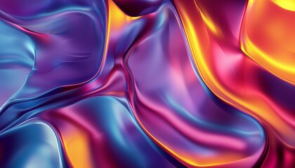 Fototapeta premium 3D rendering of colorful abstract fluid shapes moving on a dark background, capturing dynamic motion and vibrant colors, smooth lines, design