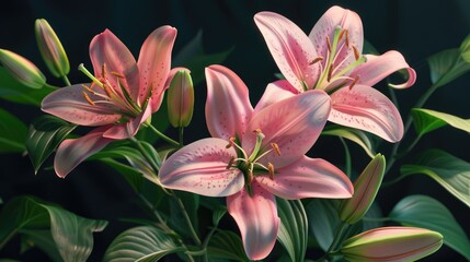 Fototapeta premium A close-up shot of a bunch of bright pink flowers