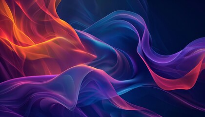 Obraz premium 3D rendering of colorful abstract fluid shapes moving on a dark background, capturing dynamic motion and vibrant colors, smooth lines, design