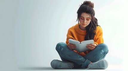 National Day of Book Lovers. August 9. A girl is reading a book on the floor