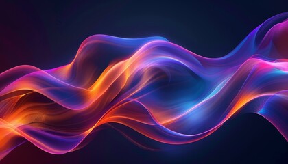 Naklejka premium 3D rendering of colorful abstract fluid shapes moving on a dark background, capturing dynamic motion and vibrant colors, smooth lines, design
