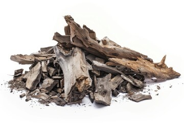 A stack of wooden chips on a clean, white background