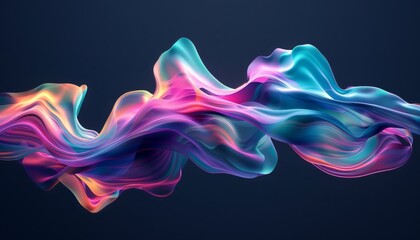 Obraz premium 3D rendering of colorful abstract fluid shapes moving on a dark background, capturing dynamic motion and vibrant colors, smooth lines, design