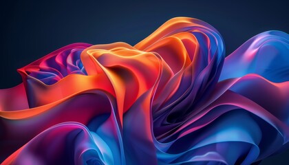 Obraz premium 3D rendering of colorful abstract fluid shapes moving on a dark background, capturing dynamic motion and vibrant colors, smooth lines, design