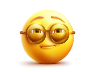 emoji icon of a face with a monocle featuring a sophisticated expression in bright yellow set against a white background The details are sharp and lifelike