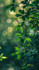Obraz premium Sunlight filters through leaves, creating a dreamy, natural background