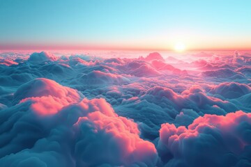 Pastel Clouds at Sunset: Aerial View of Ethereal Beauty