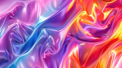 Obraz premium A closeup of a flowing iridescent fabric with a vibrant color gradient