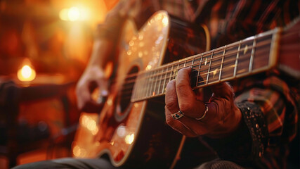 Guitarist Playing Close-Up, Generative AI illustration