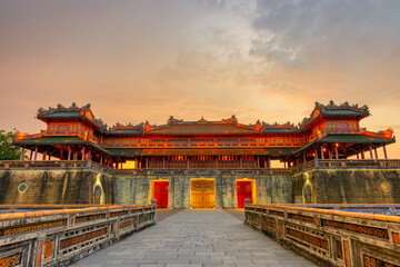 Fototapeta premium Imperial City with the Purple Forbidden City within the Citadel in Hue, Vietnam. Imperial Royal Palace of Nguyen dynasty in Hue.