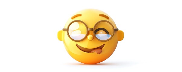 emoji icon of a face with a monocle depicted in bright yellow with a sophisticated expression isolated on a white background The design is crisp and clean