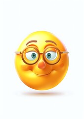 emoji icon of a face with a monocle depicted in bright yellow with a sophisticated expression isolated on a white background The design is crisp and clean