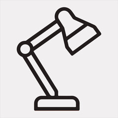 Desk lamp line Art silhouette vector on a white background