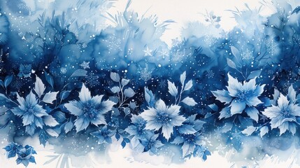 Blue Snowflakes Winter Print