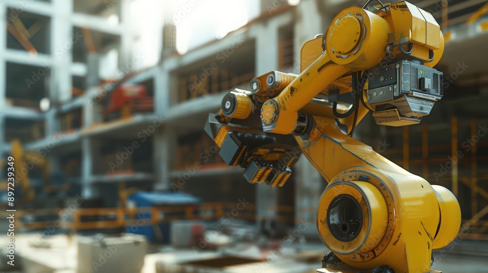 Poster show a robot performing quality control inspections, using sensors and cameras to ensure every aspec