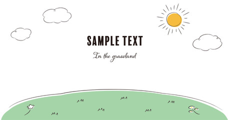 シンプルな空と草原の背景イラスト