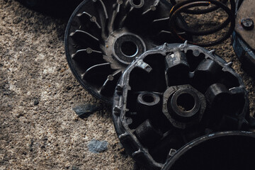 Mechanic to repair or check the motorcycle belt system  the engine belt system of the engine