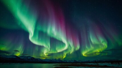 Captivating Northern Lights with Generous Copy Space for Personalized Messages and Custom Text in a Stunning Aurora Display