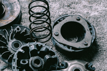 Mechanic to repair or check the motorcycle belt system  the engine belt system of the engine