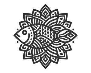 Fototapeta premium Fish vector line art mandala design