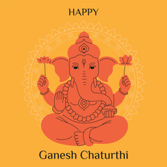 Illustration of Lord Ganpati for Ganesh Chaturthi festival in India