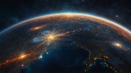 Fototapeta premium Stunning Illustration of Planets and Galaxies Featuring Diverse Celestial Bodies and Cosmic Landscapes for Astronomy Enthusiasts