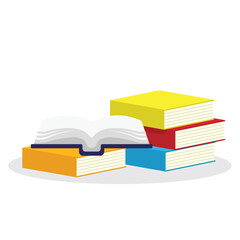 colorful book stack concept illustration, flat style vector illustration.