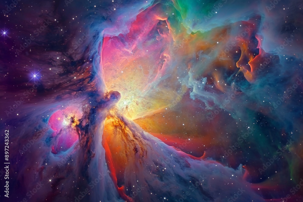 Sticker an image capturing a vibrant and lively space, brimming with stars and celestial objects, inspiring 