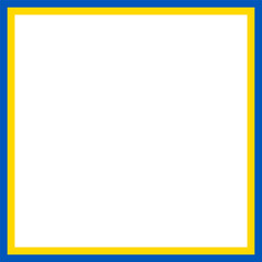 Blue and yellow square frame, isolated on transparent background. Photo frame in the colors of the Ukrainian flag. Empty border for Independence day of Ukraine. Vector illustration