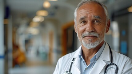 Obraz premium Portrait, doctor and proud in hospital for healthcare, success and about us in office. Male specialist, happy and medicare in clinic for cardiology, medical wellness and leadership